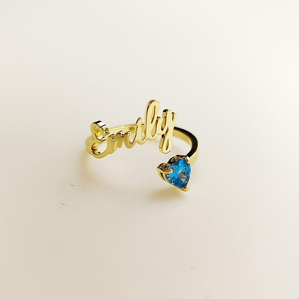 Custom Birthstone Name Ring, Minimalist Exquisite Design